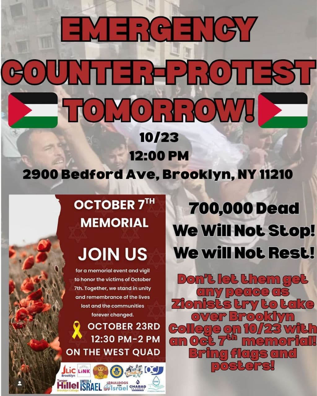 EMERGENCY COUNTER PROTEST TOMORROW!