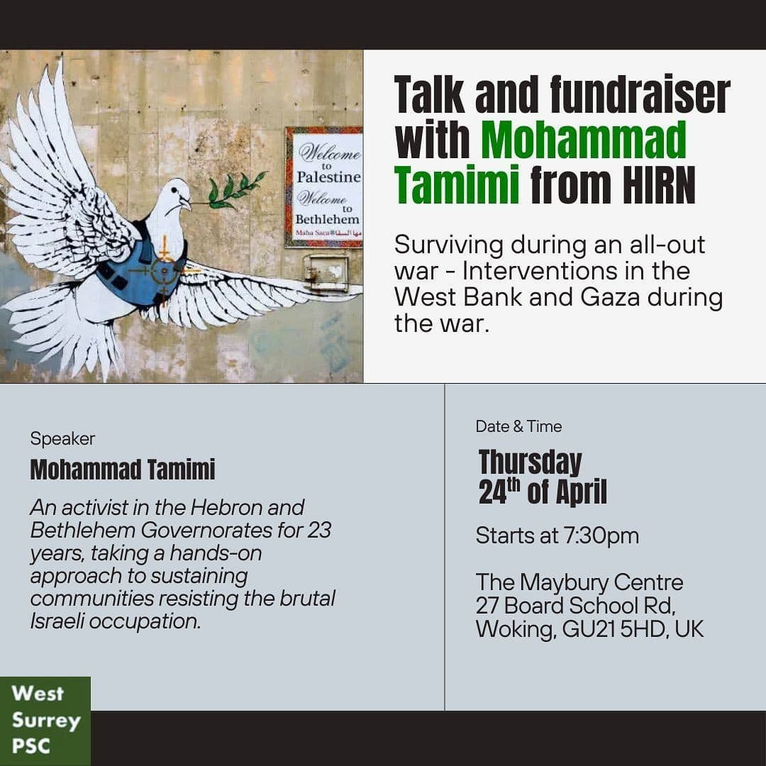 Talk and fundraiser with Mohammad Tamimi from HIRN
