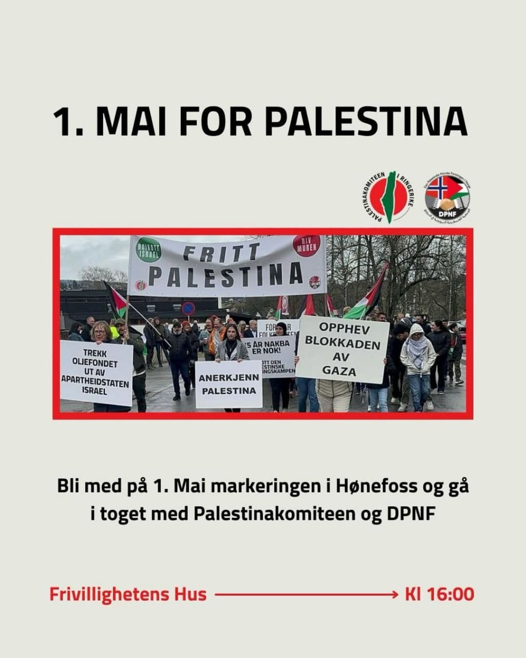1. MAI FOR PALESTINA (Honefoss)