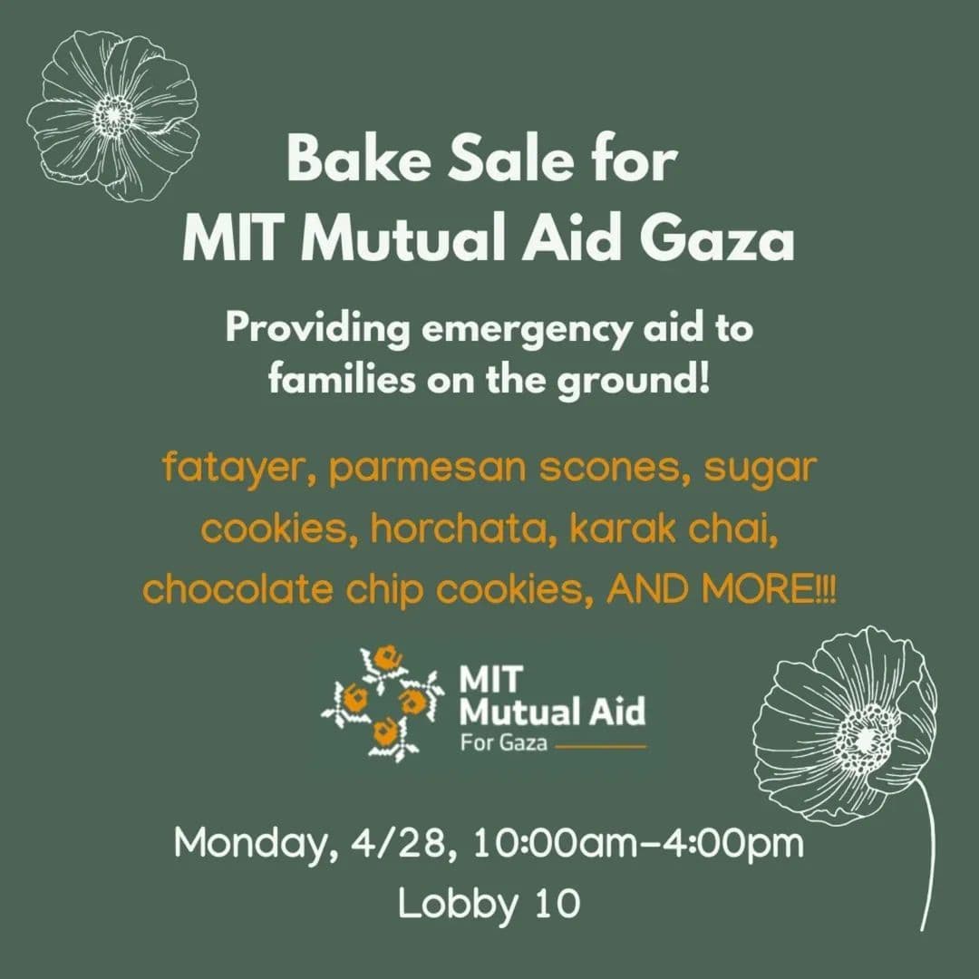 Bake Sale for MIT Mutual Aid Gaza