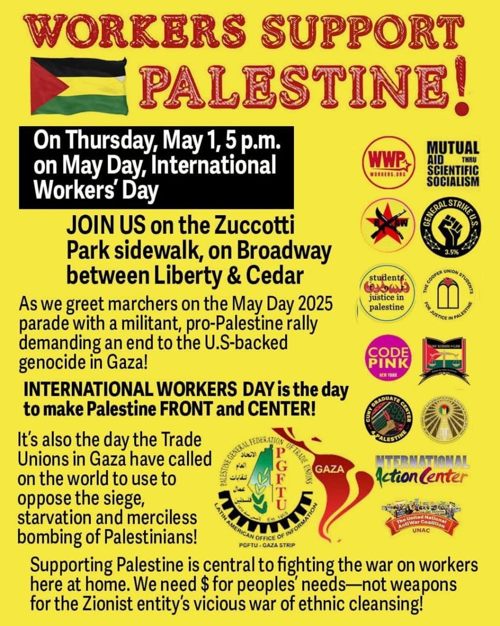 WORKERS SUPPORT PALESTINE!