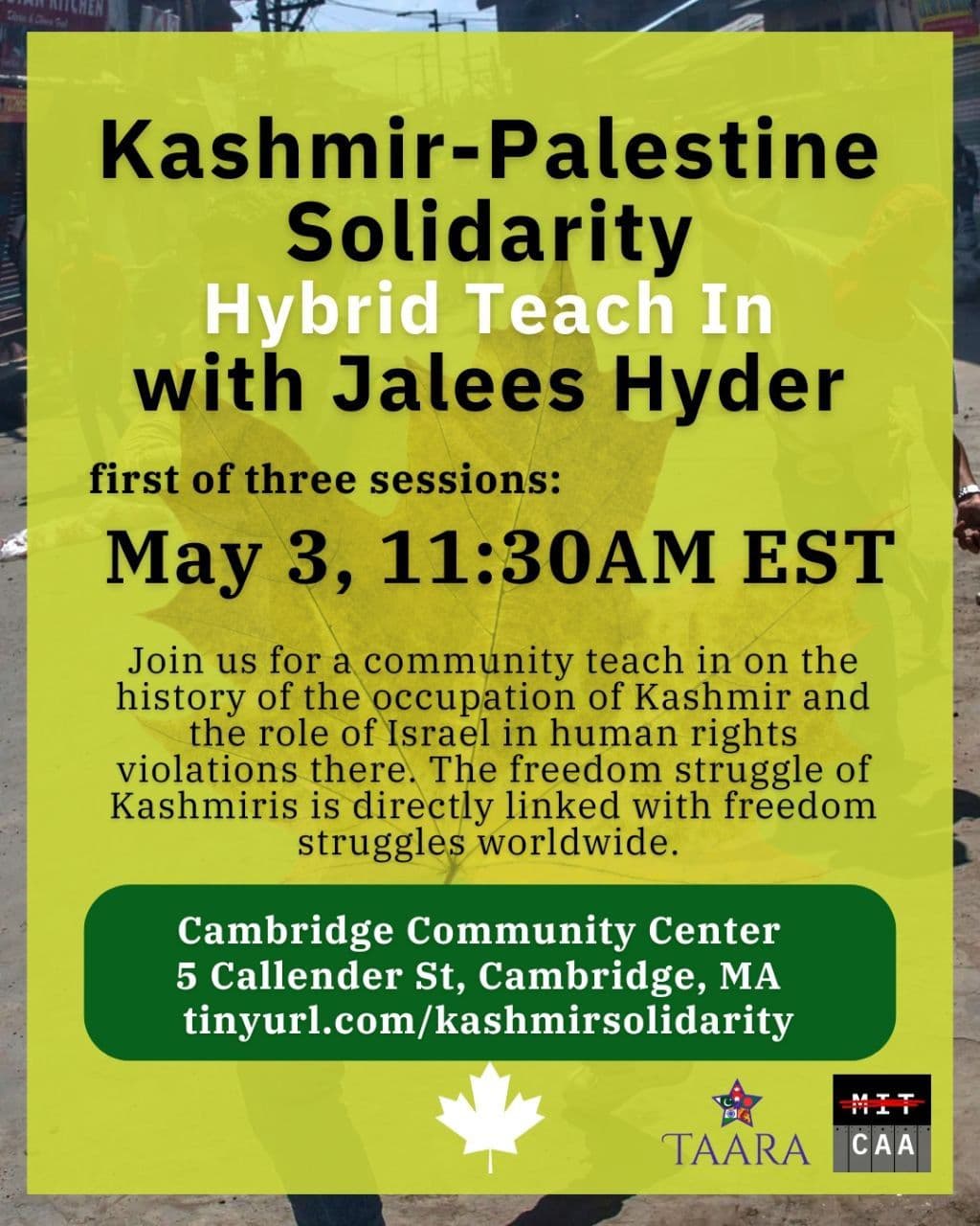 Kashmir-Palestine Solidarity Hybrid Teach In with Jalees Hyder