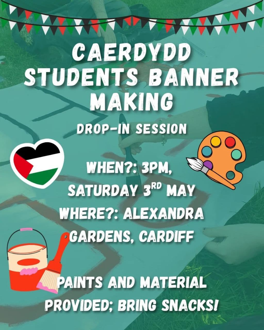 CAERDYDD STUDENTS BANNER MAKING