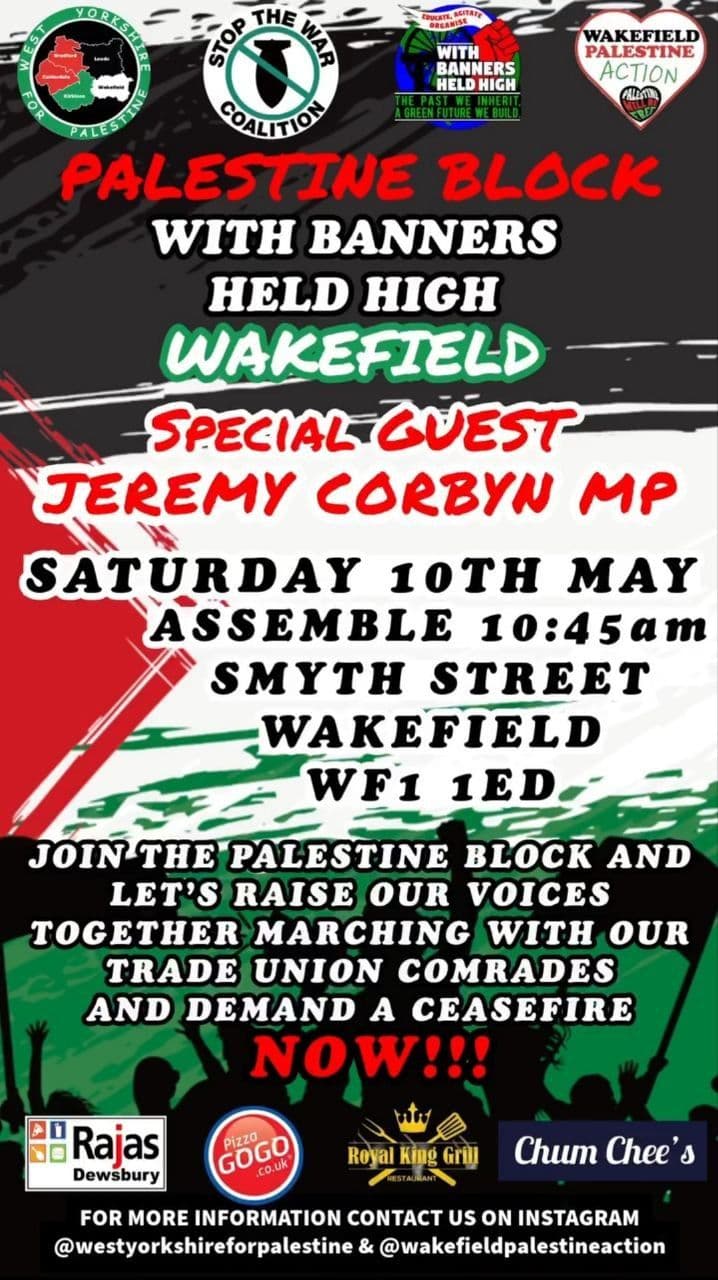 PALESTINE BLOCK - WAKEFIELD WITH BANNERS HELD HIGH