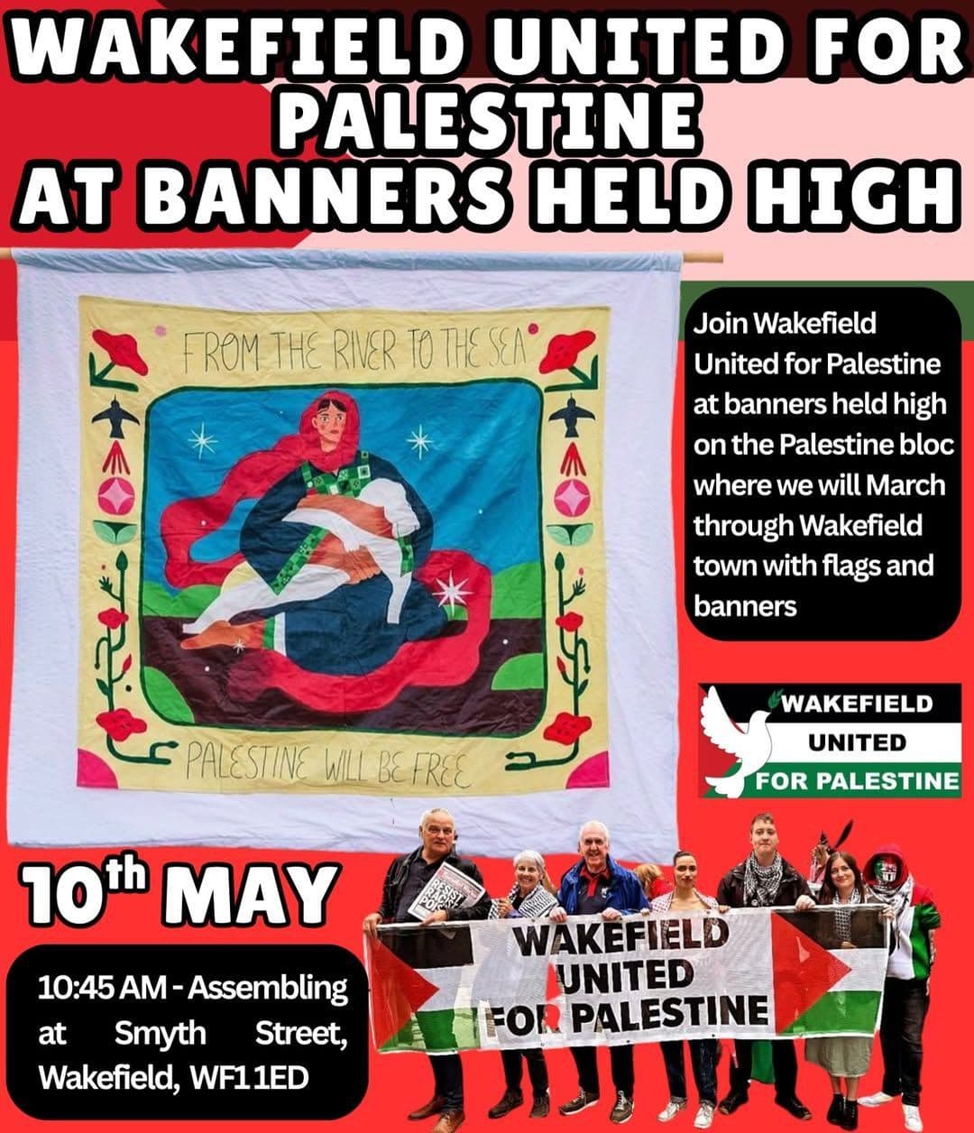 WAKEFIELD UNITED FOR PALESTINE AT BANNERS HELD HIGH