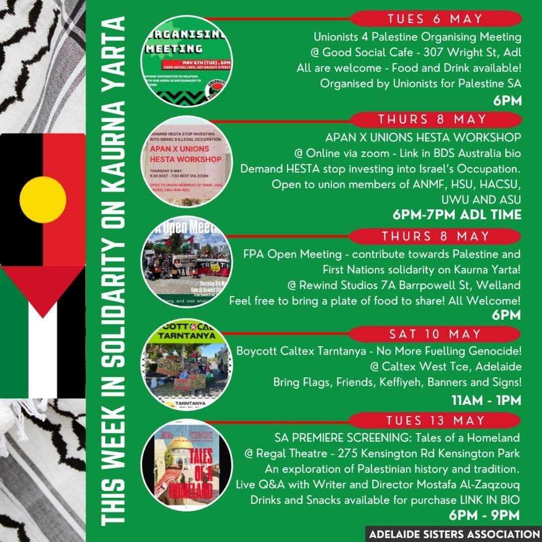  WEEK IN SOLIDARITY ON KAURNA YARTA (Unionists 4 Palestine Organising Meeting)