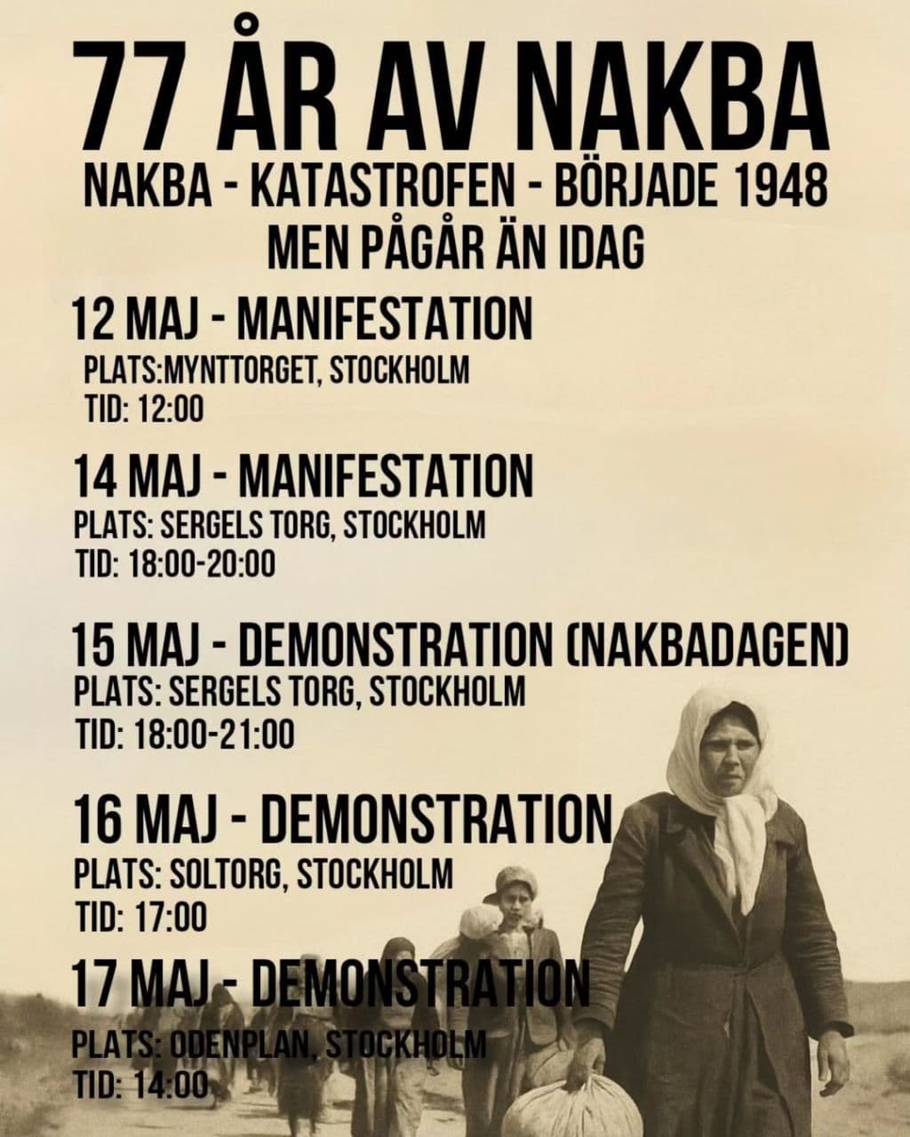 E 77 år av Nakba (Mynttorget)