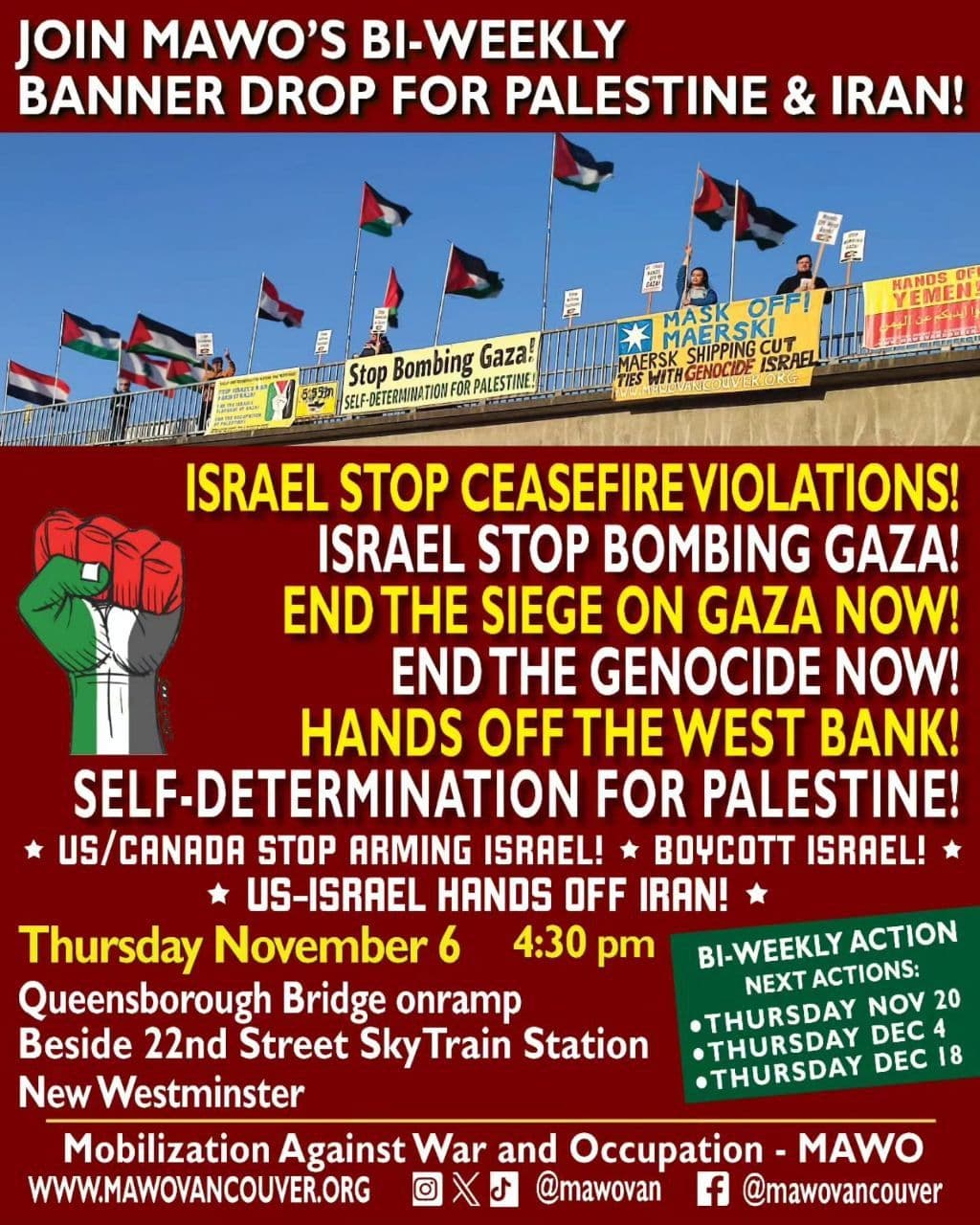 BANNER DROP FOR PALESTINE & IRAN!