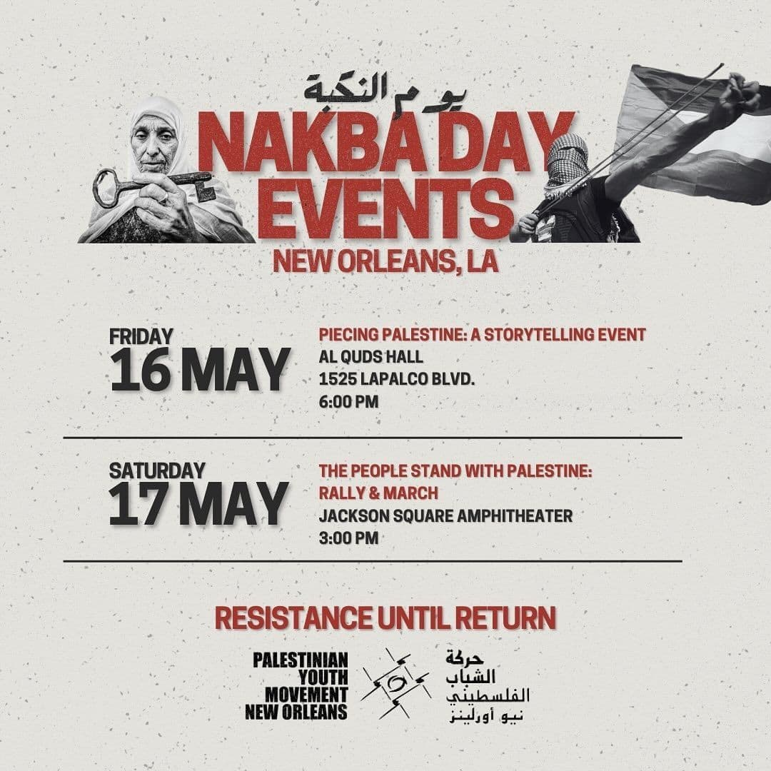 NAKBA DAY EVENTS (THE PEOPLE STAND WITH PALESTINE: RALLY & MARCH)
