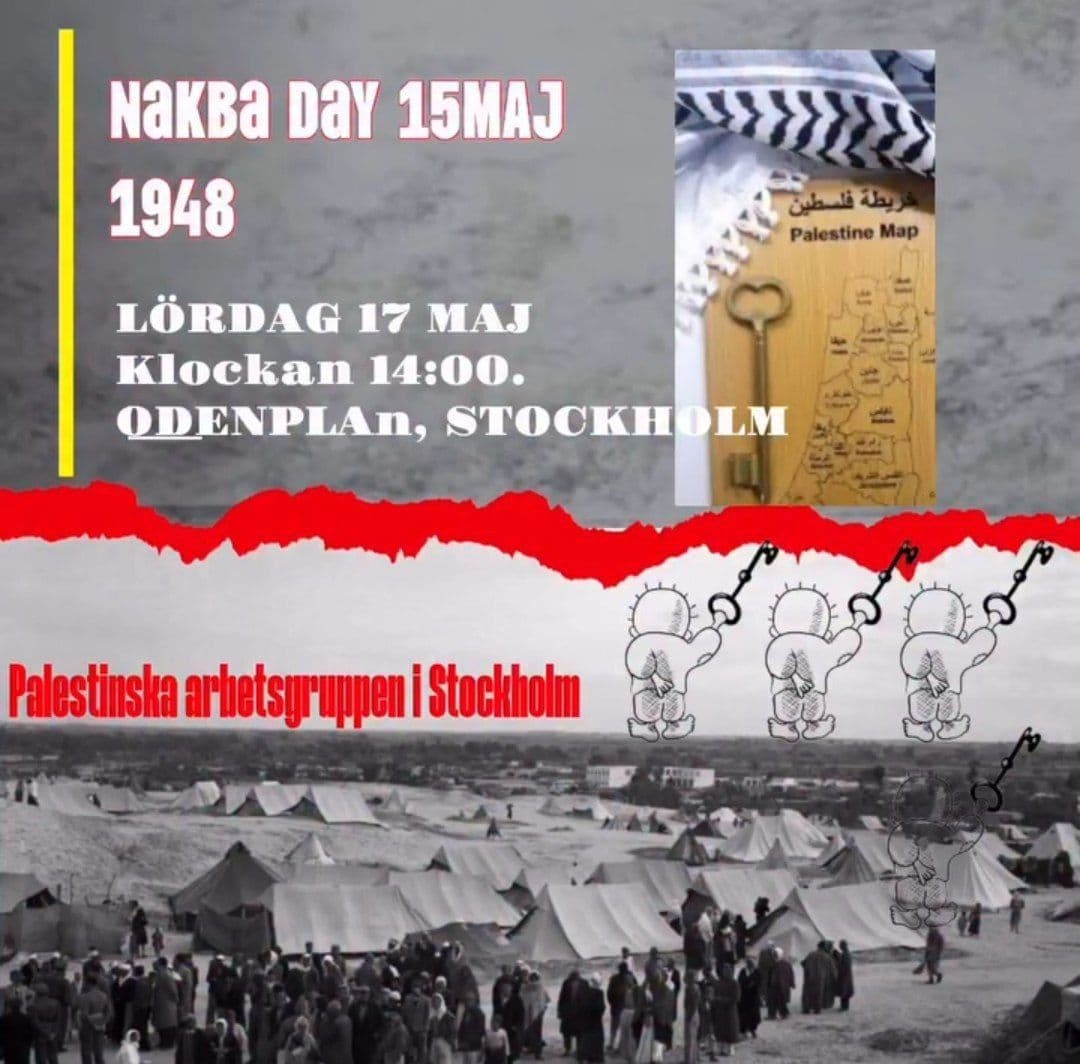 Demonstration: 77 år sedan Nakba – Stoppa folkmordet i Gaza!