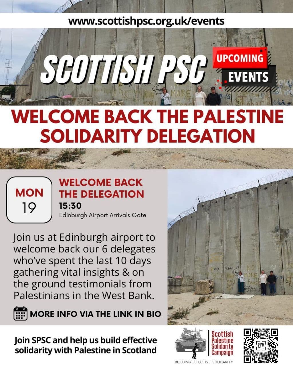 WELCOME BACK THE PALESTINE SOLIDARITY DELEGATION