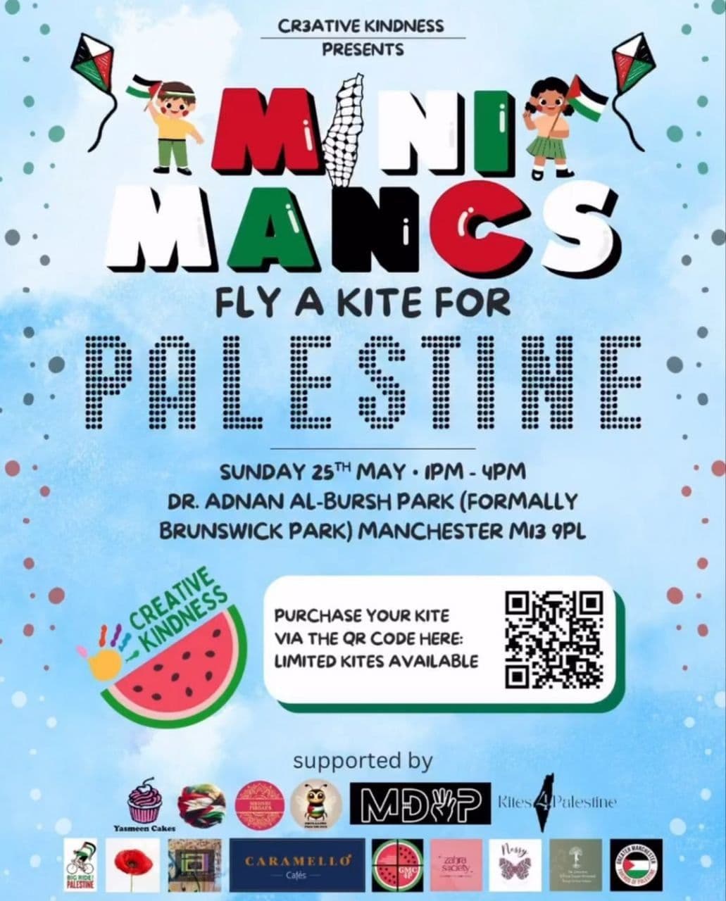 This Global Kite Day, Creative Kindness presents; Mini Mancs: Fly a kite for Palestine