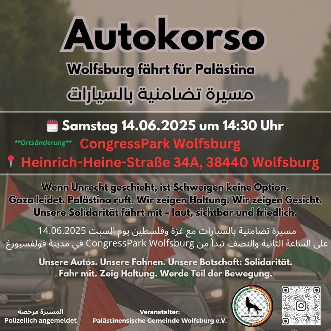 Autokorso Wolfsburg fährt für Palästina
