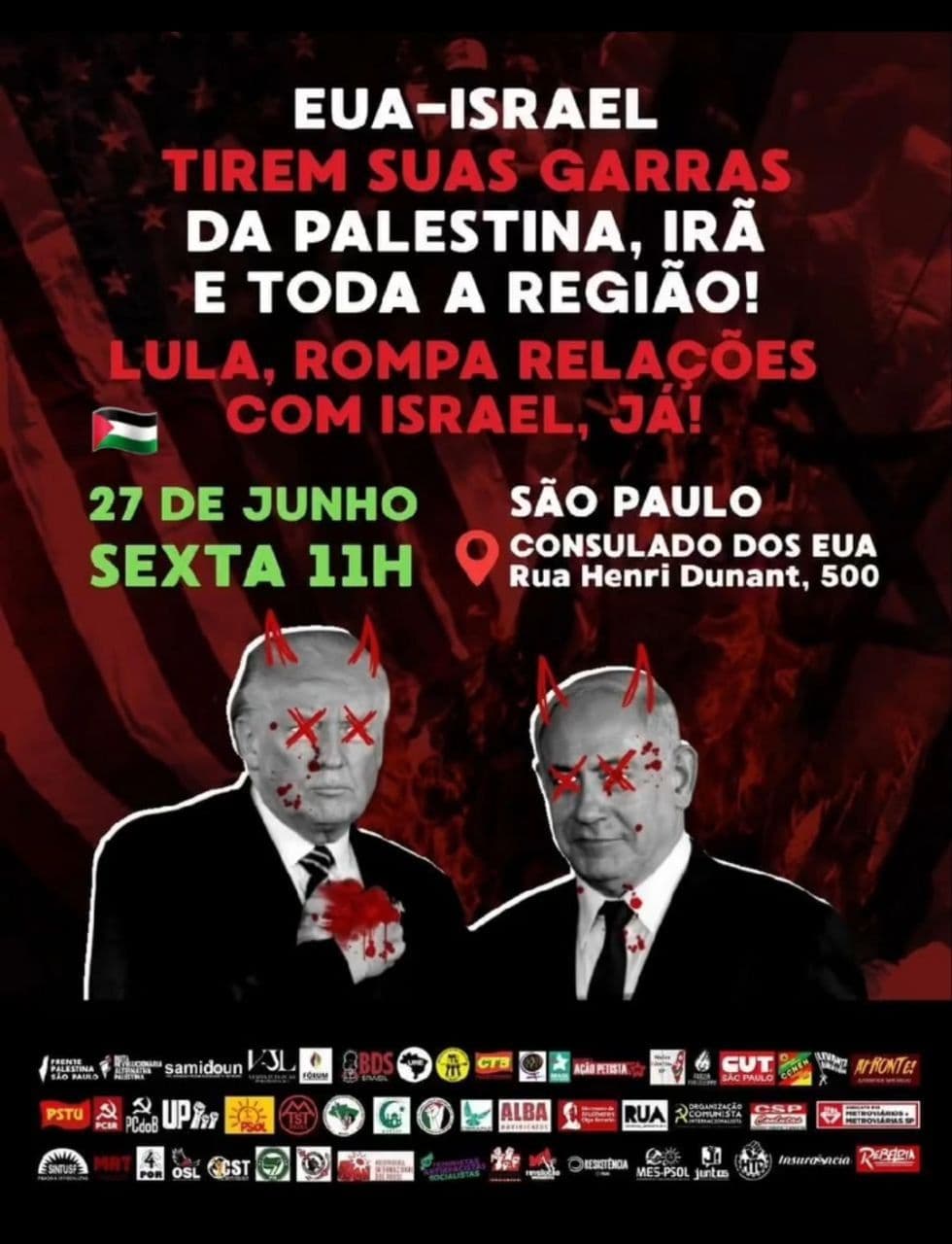 EUA-ISRAEL TIREM SUAS GARRAS DA PALESTINA, IRÃ E TODA A REGIÃO!