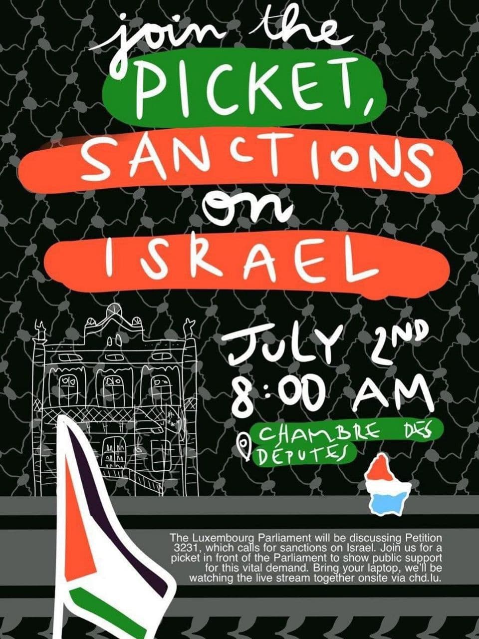 Join the PICKET, SANCTIONS on ISRAEL