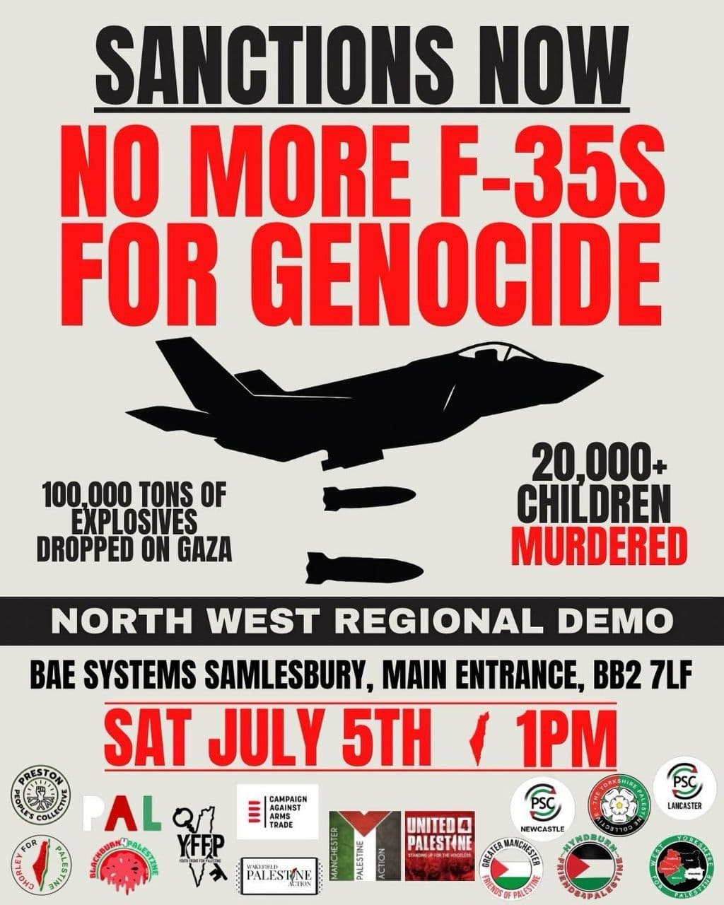 NO MORE F-35S FOR GENOCIDE