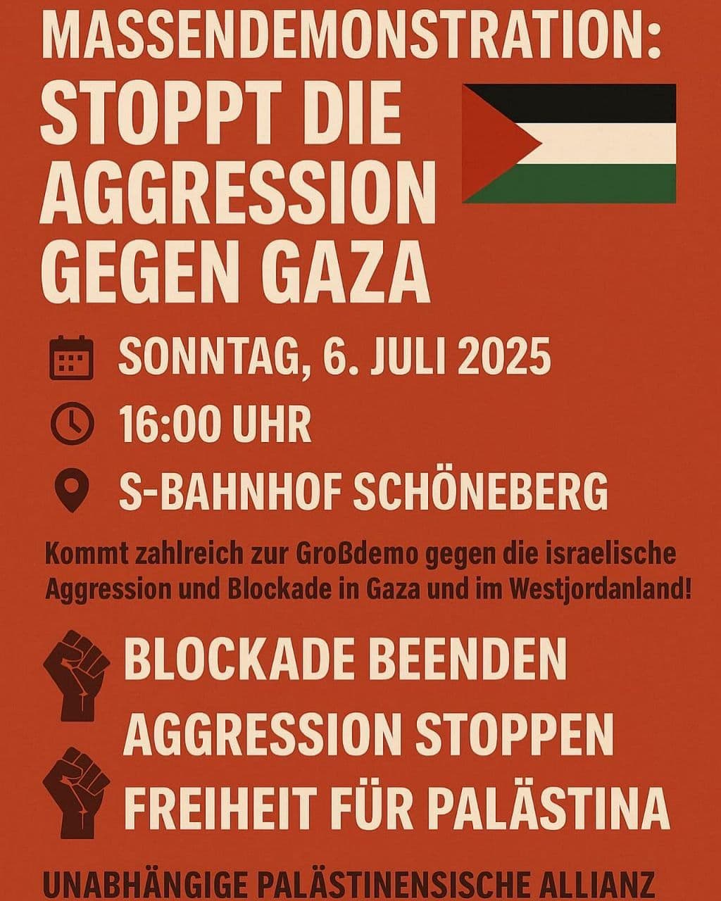 STOPPT DIE AGGRESSION GEGEN GAZA
