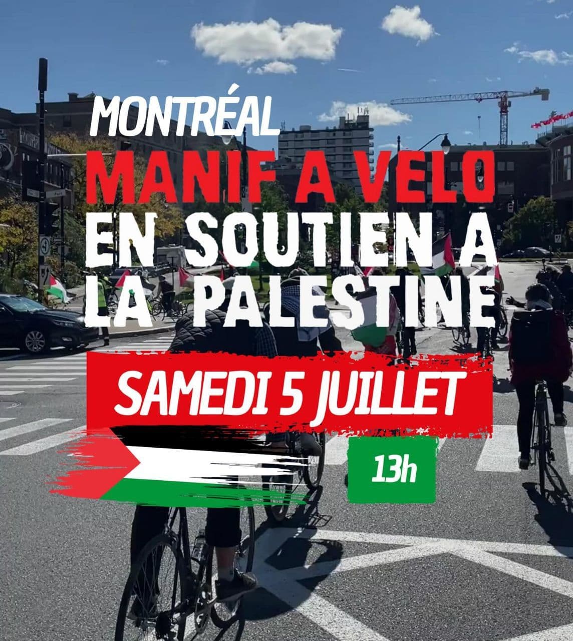 MONTRÉAL MANIF A VELO EN SOUTIEN A LA PALESTINE