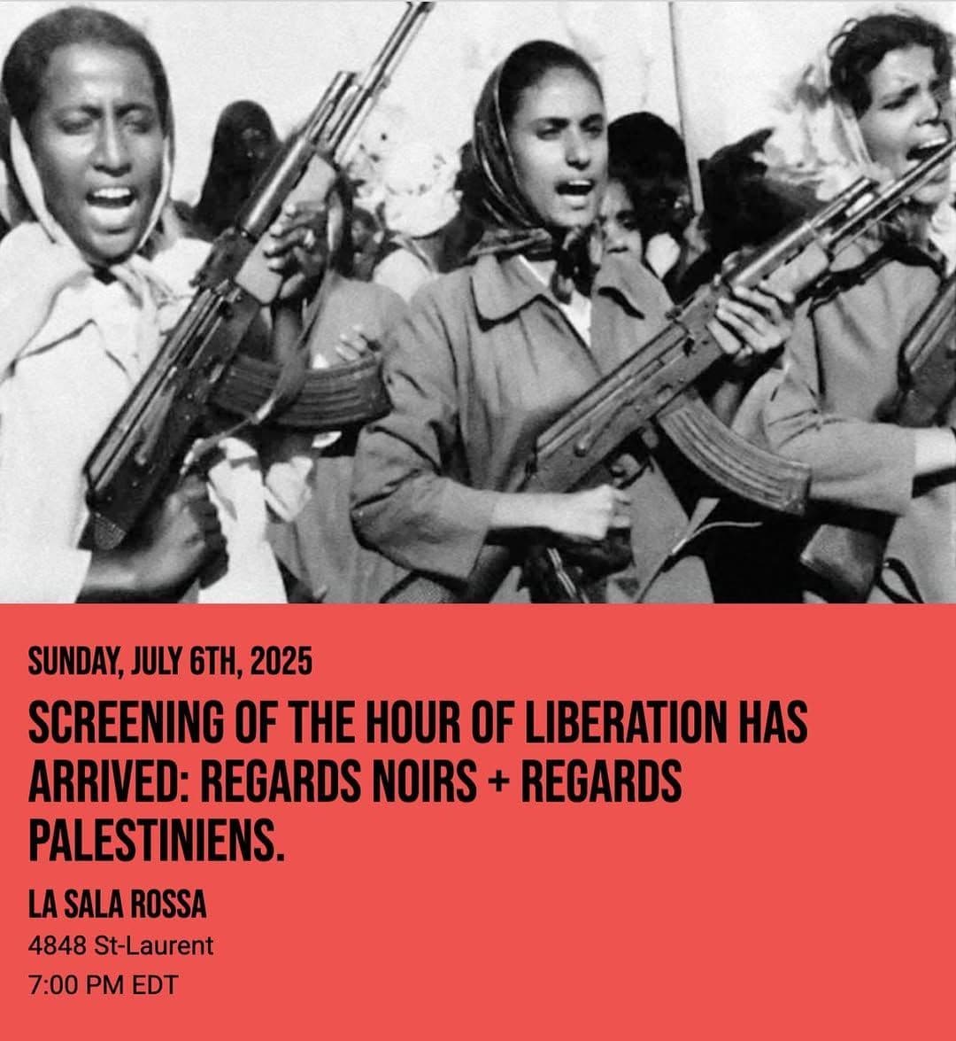 SCREENING OF THE HOUR OF LIBERATION HAS ARRIVED: REGARDS NOIRS + REGARDS PALESTINIENS.
