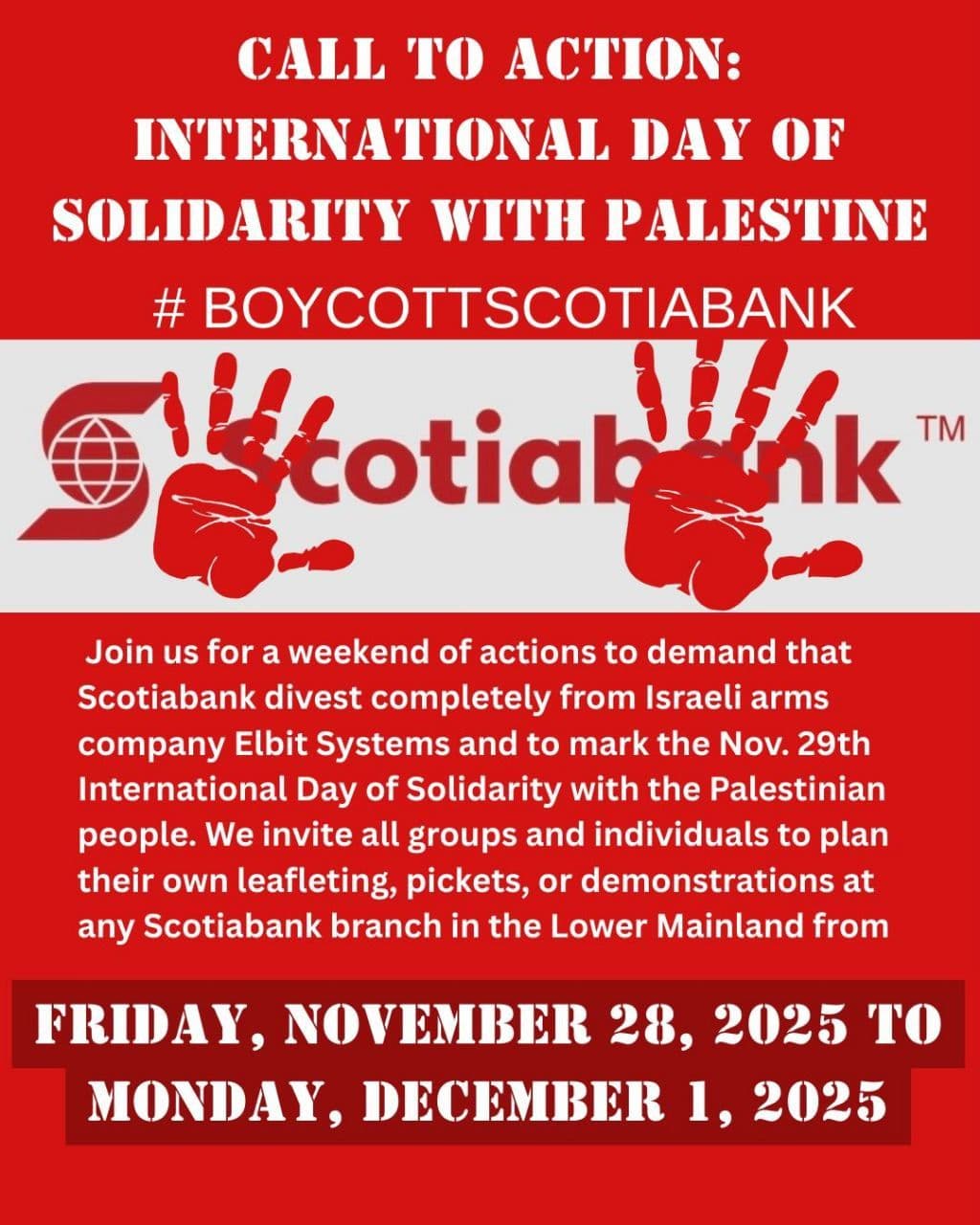INTERNATIONAL DAY OF SOLIDARITY WITH PALESTINE / Scotiabank Downtown