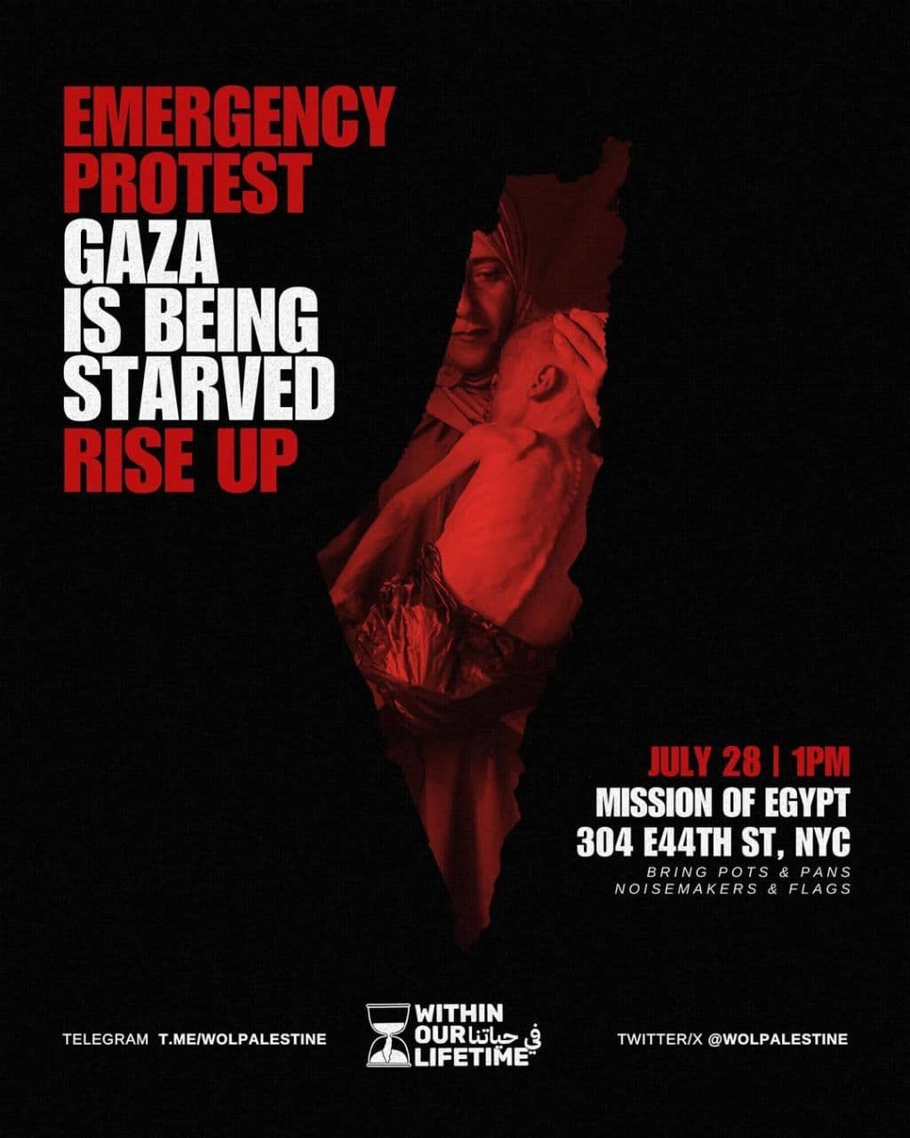 EMERGENCY PROTEST GAZA IS BEING STARVED RISE UP