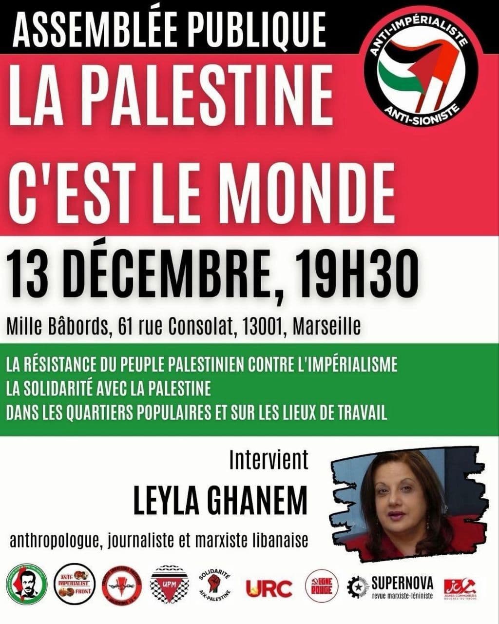 ASSEMBLÉE PUBLIQUE LA PALESTINE C'EST LE MONDE