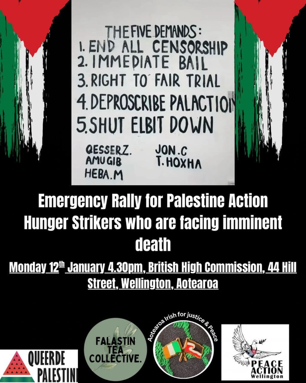 Emergency Rally for Palestine Action Hunger Strikers who are facing imminent death