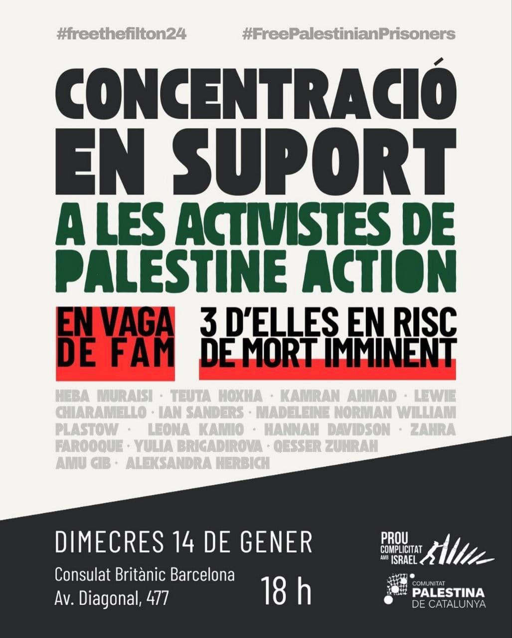 CONCENTRACIÓ EN SUPORT A LES ACTIVISTES DE PALESTINE ACTION