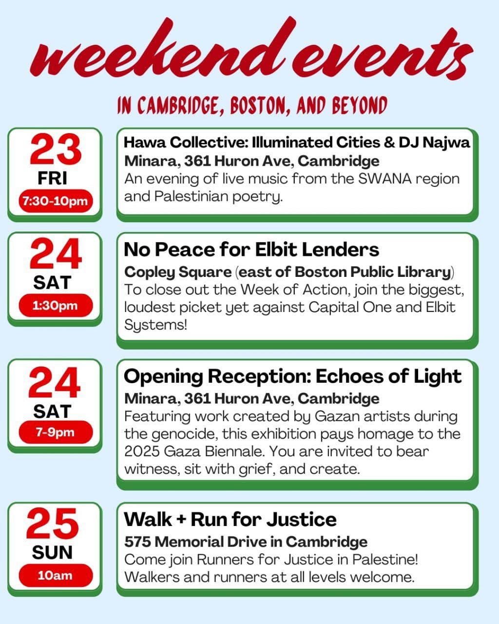 weekend events / Cambridge / 24 January