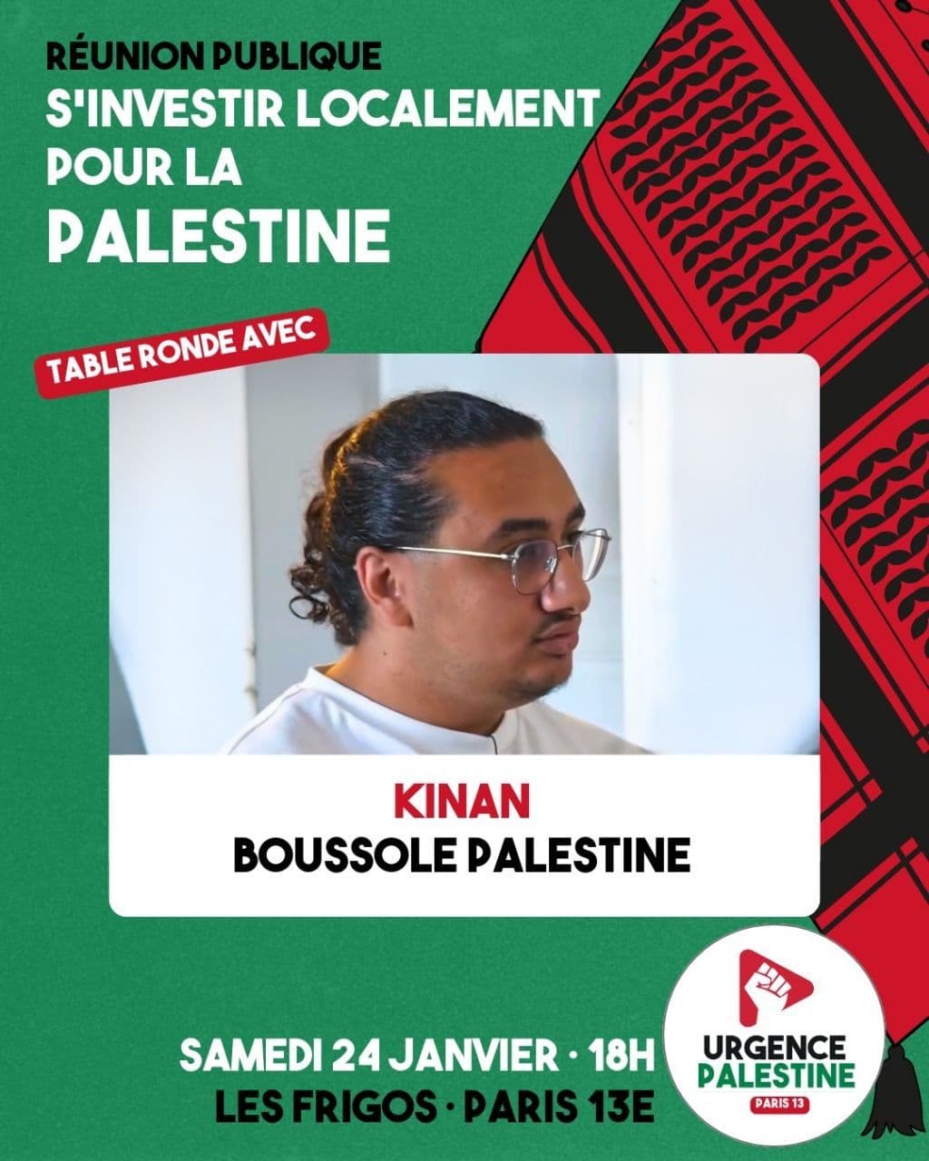 RÉUNION PUBLIQUE S'INVESTIR LOCALEMENT POUR LA PALESTINE