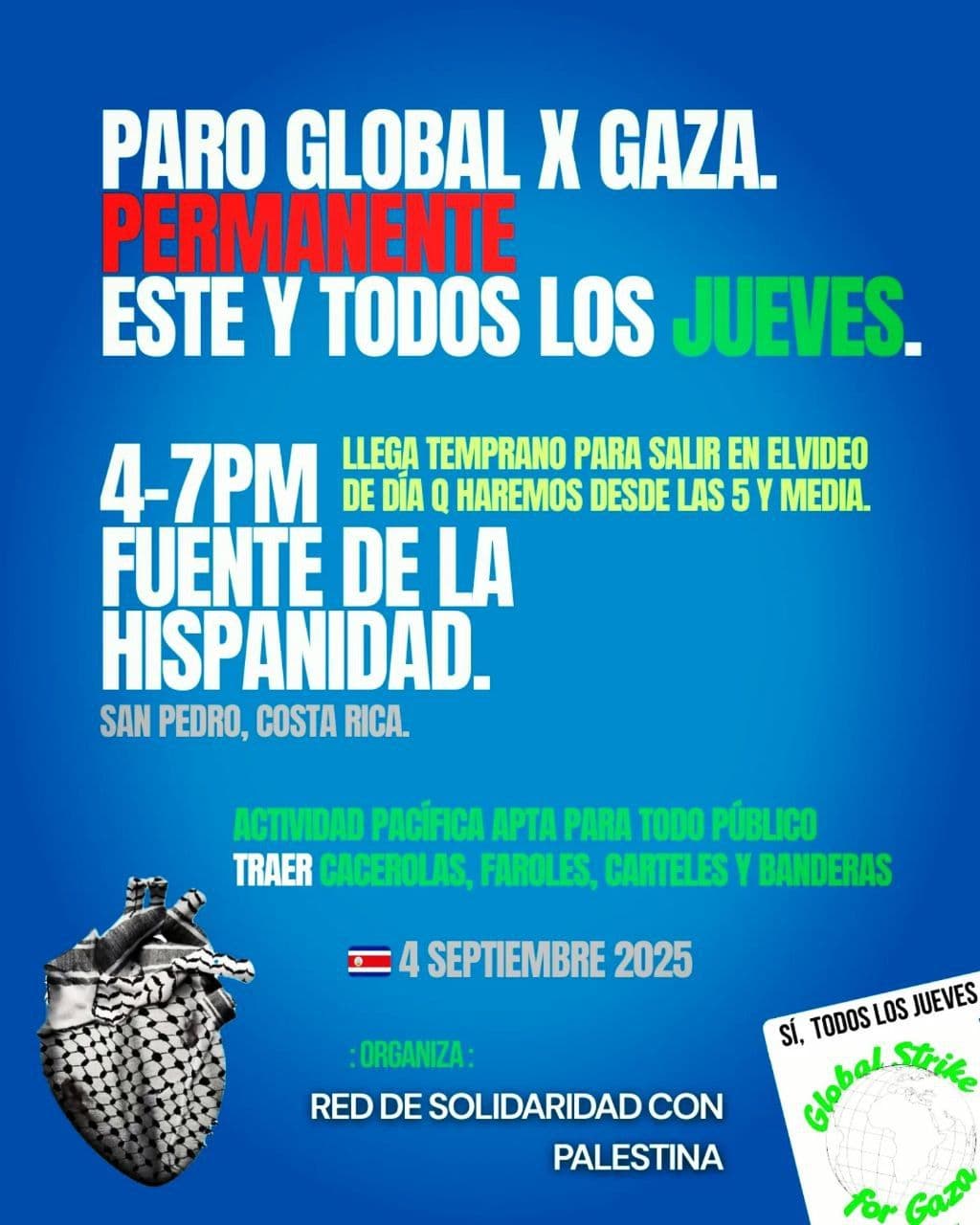 PARO GLOBAL X GAZA. PERMANENTE ESTE Y TODOS LOS JUEVES.