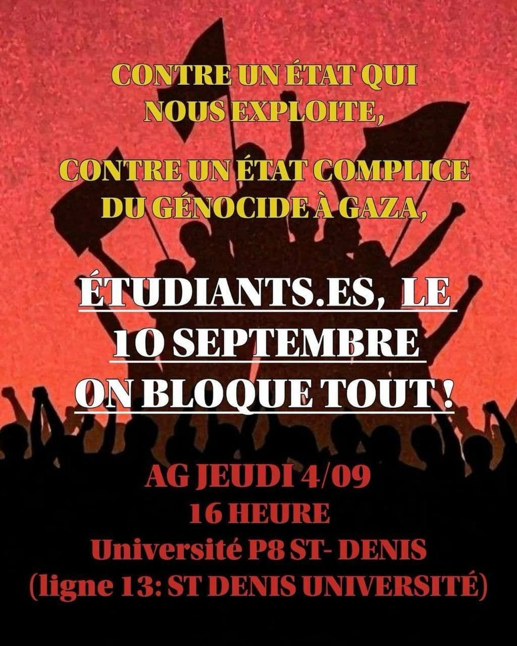 ÉTUDIANTS.ES, LE 10 SEPTEMBRE ON BLOQUE TOUT!