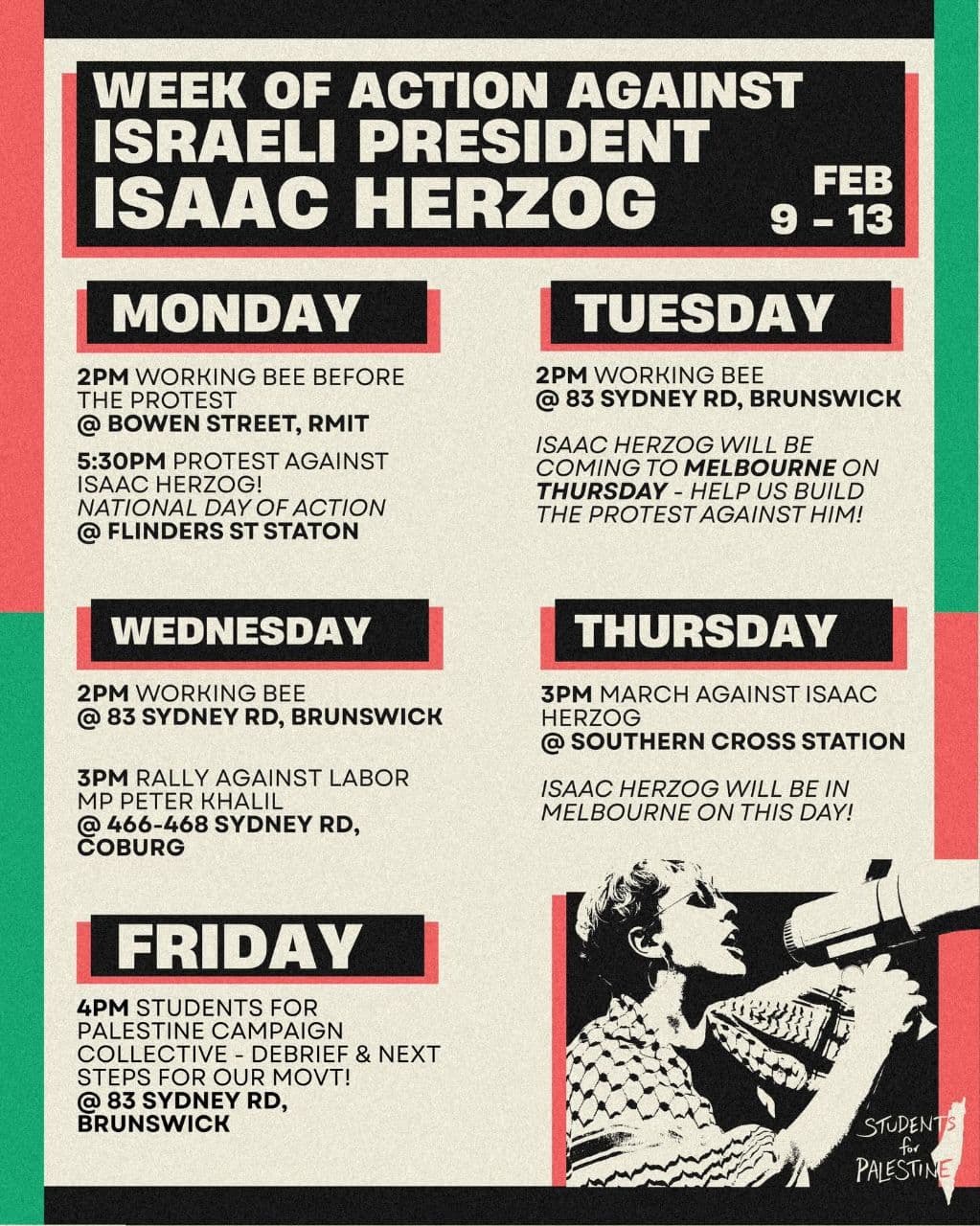 WEEK OF ACTION AGAINST ISRAELI PRESIDENT ISAAC HERZOG/ 11 February