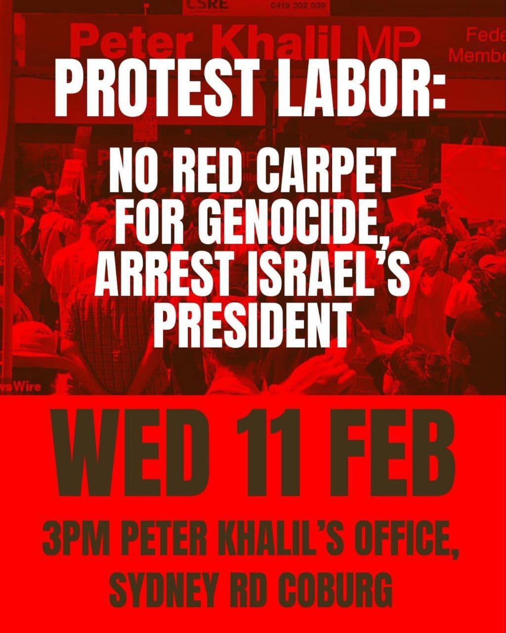 PROTEST LABOR: NO RED CARPET FOR GENUCIUE, ARREST ISRAEL'S PRESIDENT