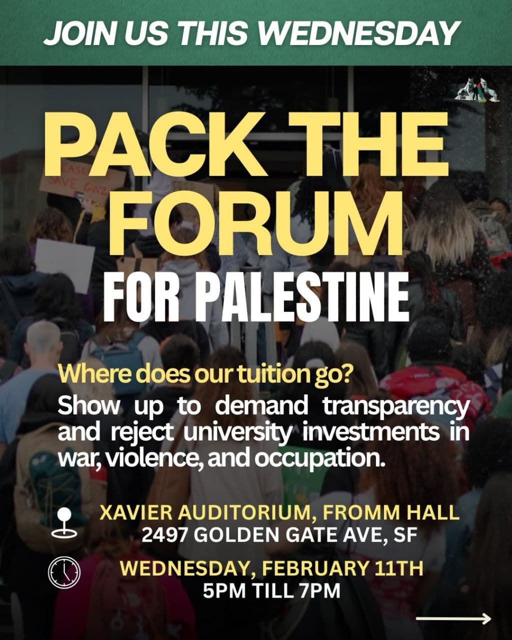 PACK THE FORUM FOR PALESTINE