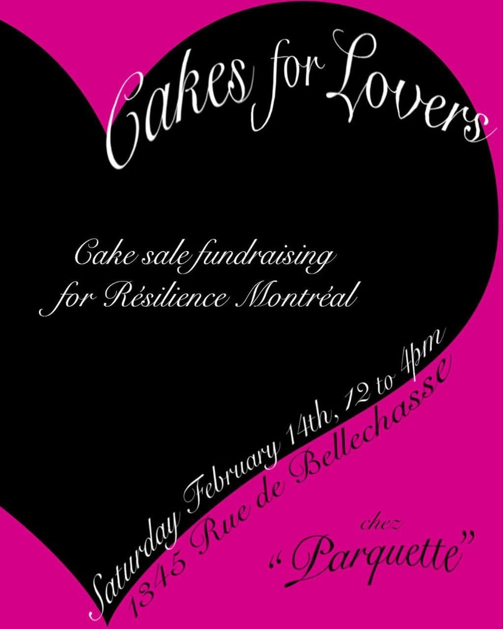 Cake sale fundraising for Résilience Montréal