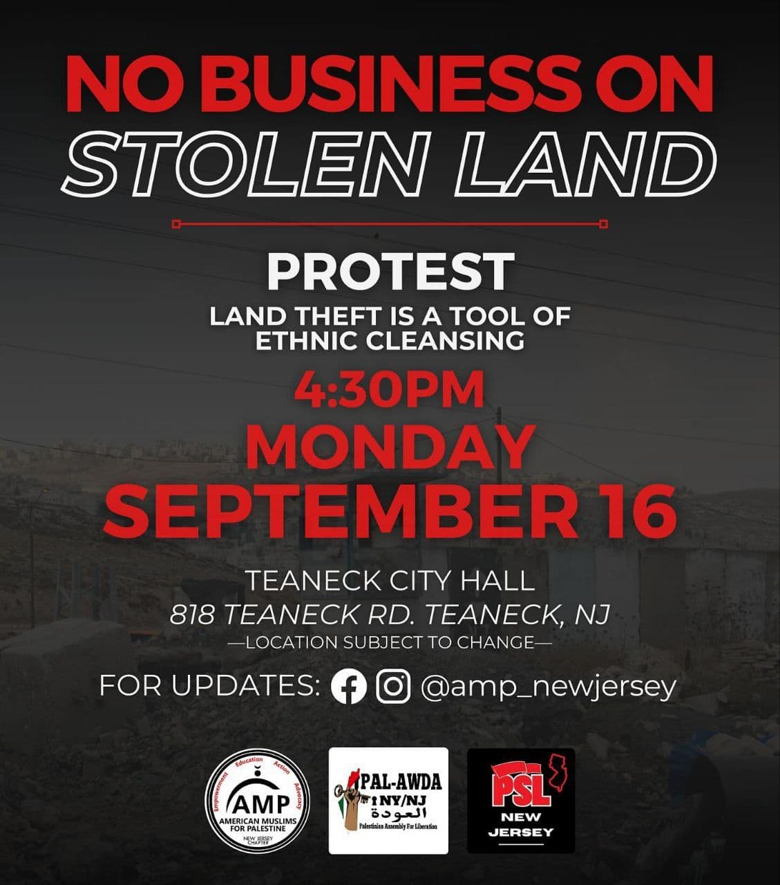 NO BUSINESS ON STOLEN LAND