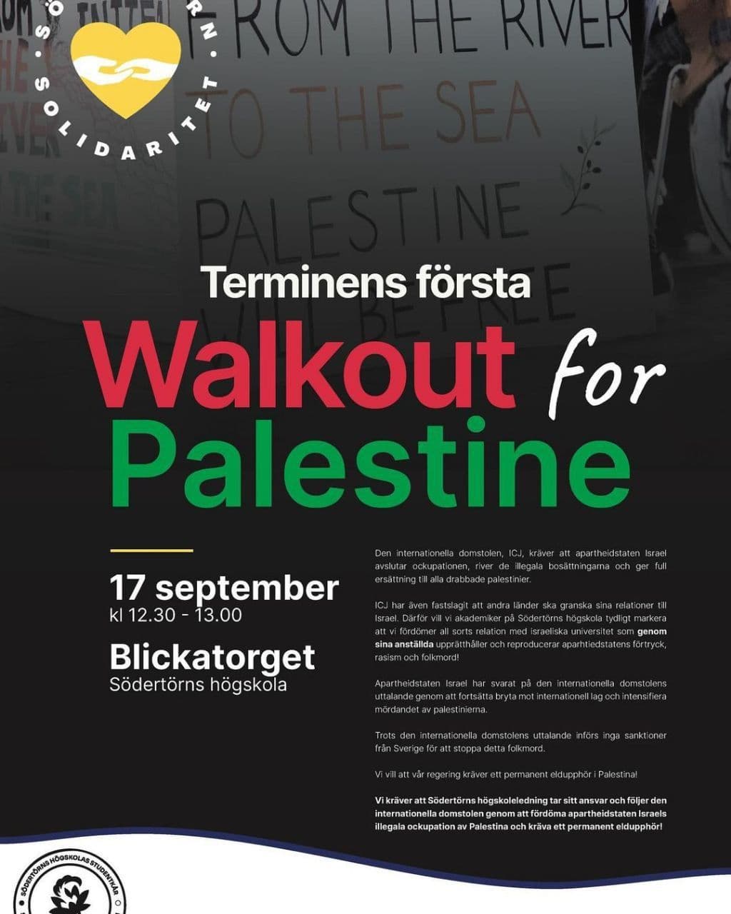 Terminens första Walkout for Palestine