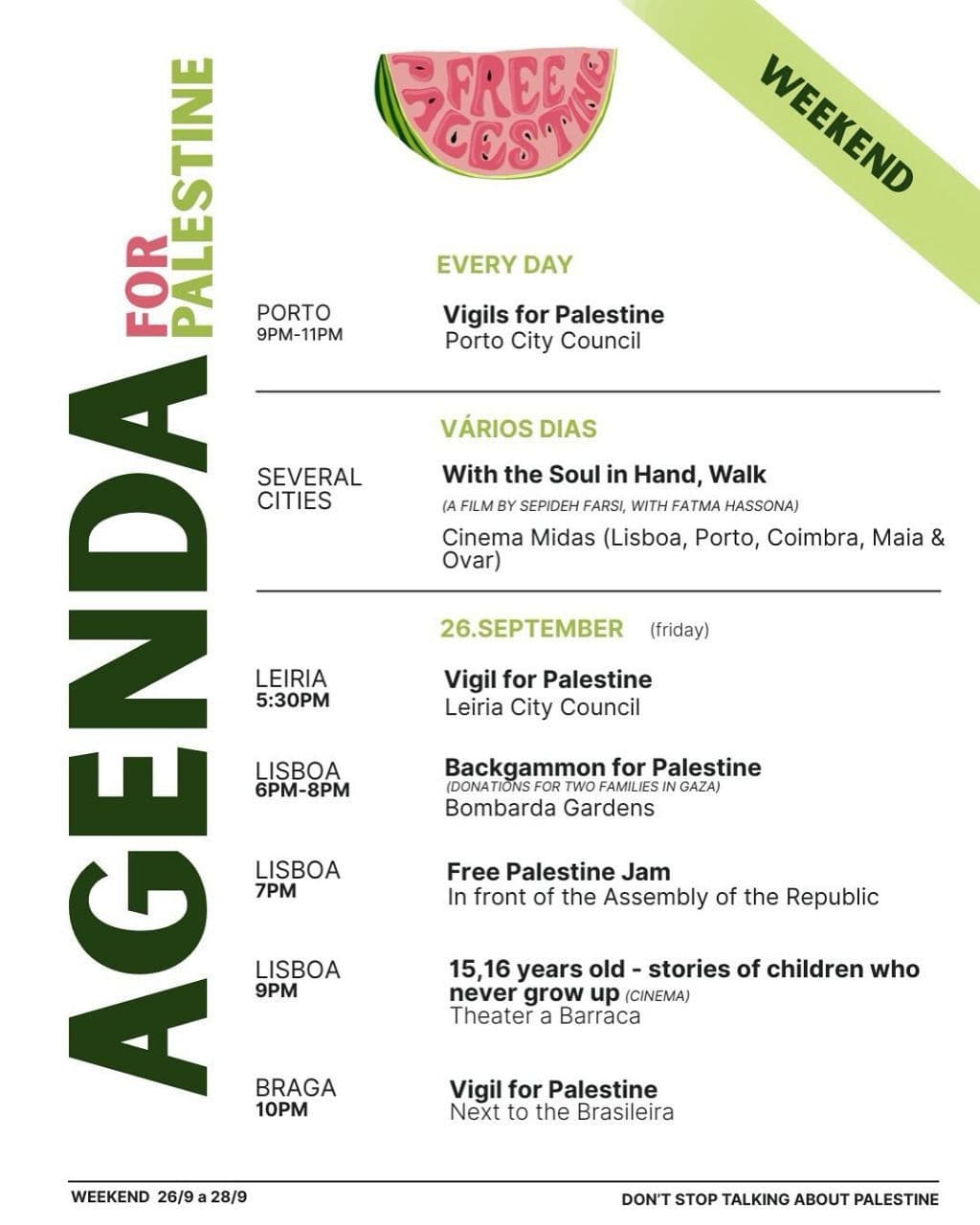 AGENDA FOR PLAESTINE \ Vigil for Palestine