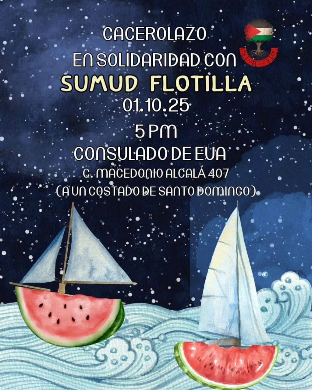 CACEROLAZO EN SOLIDARIDAD COM SUMUD FLOTILLA