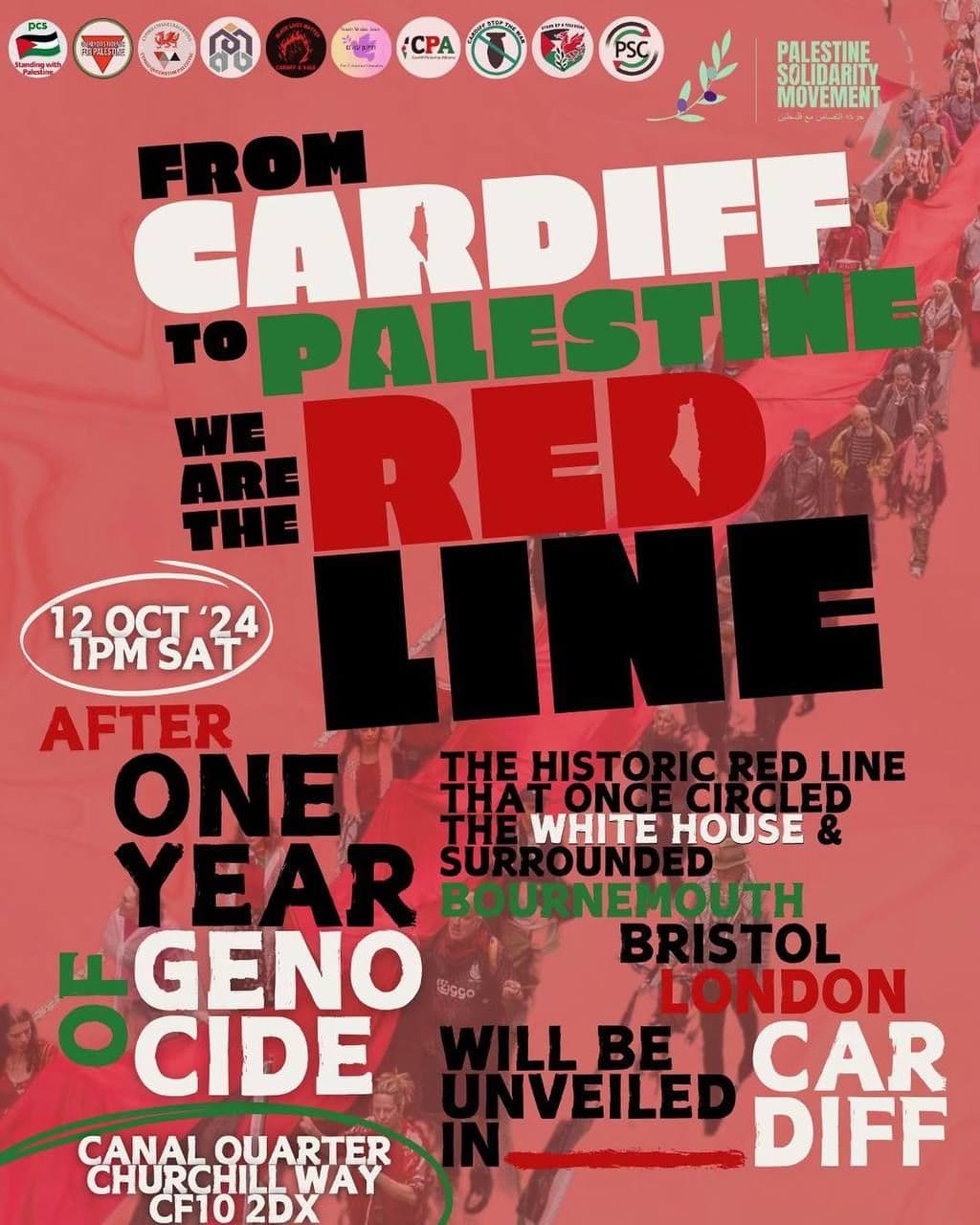 FROM Crdiff TO PALESTINE WE ARE THE RED LINE