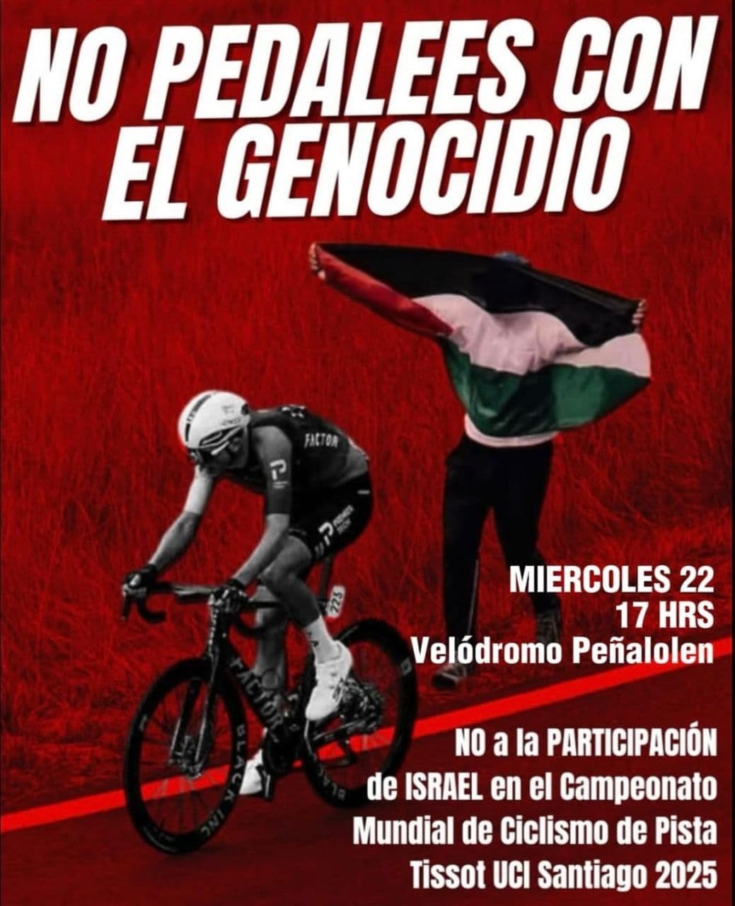 NO PEDALEES CON EL GENOCIDIO