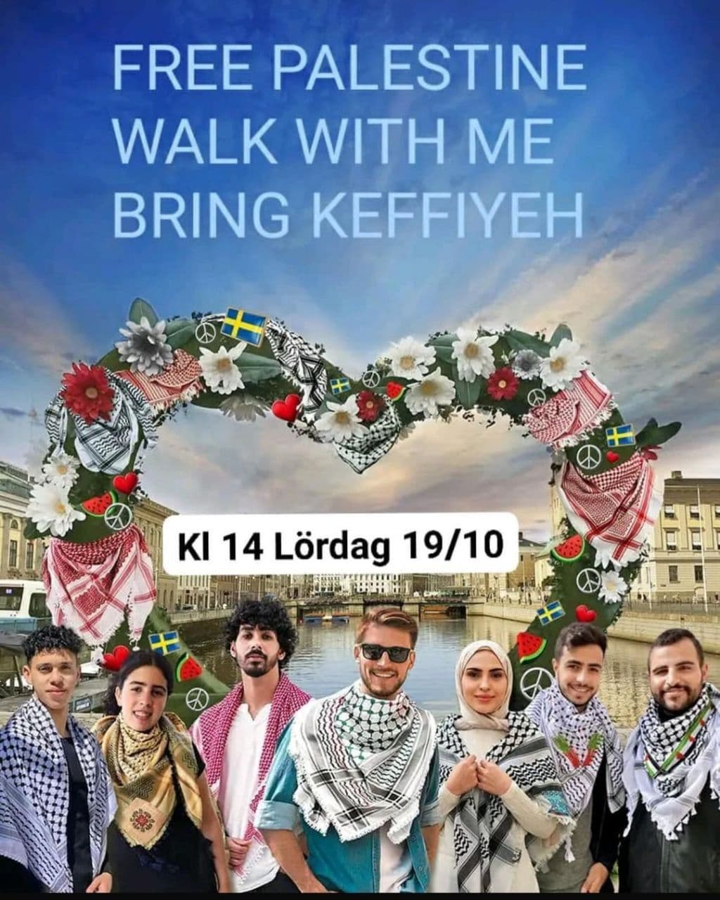 FREE PALESTINE WALK WITH ME BRING KEFFIYEH