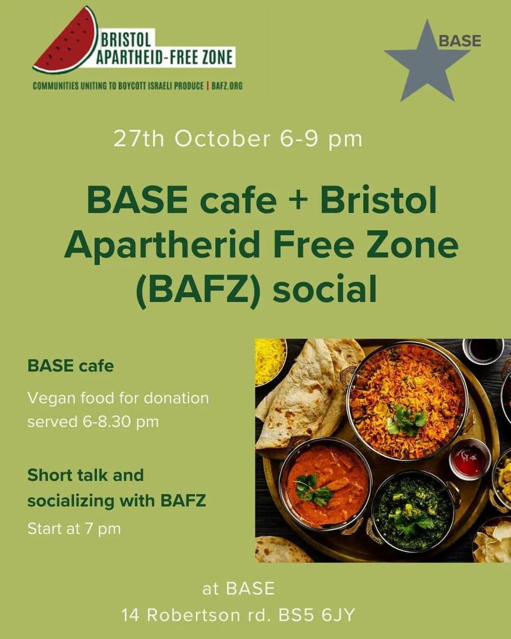 BASE cafe + Bristol Apartherid Free Zone (BAFZ) social