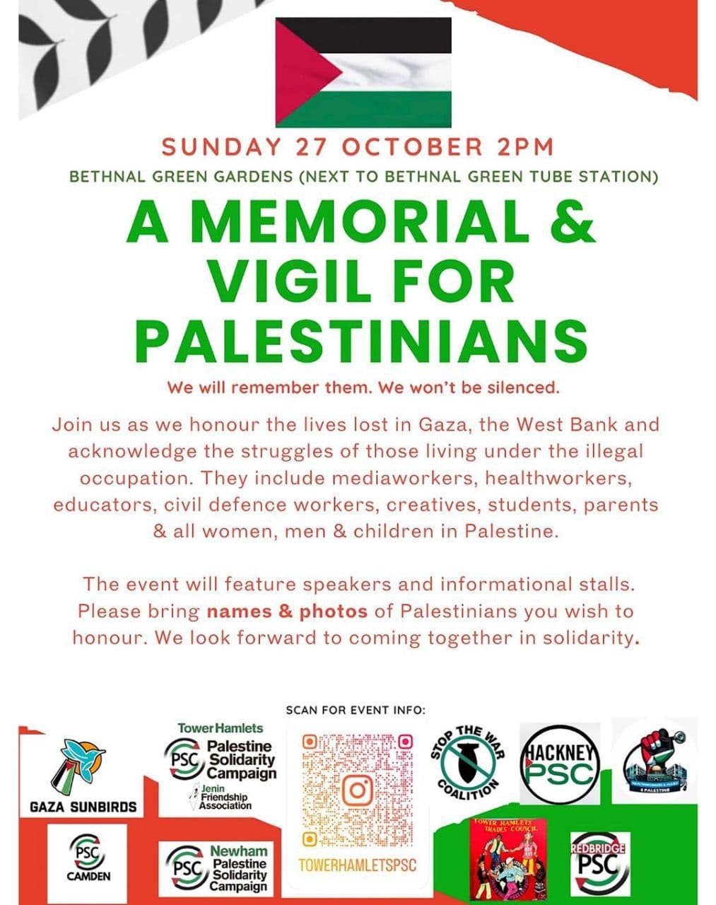 A MEMORIAL & VIGIL FOR PALESTINIANS