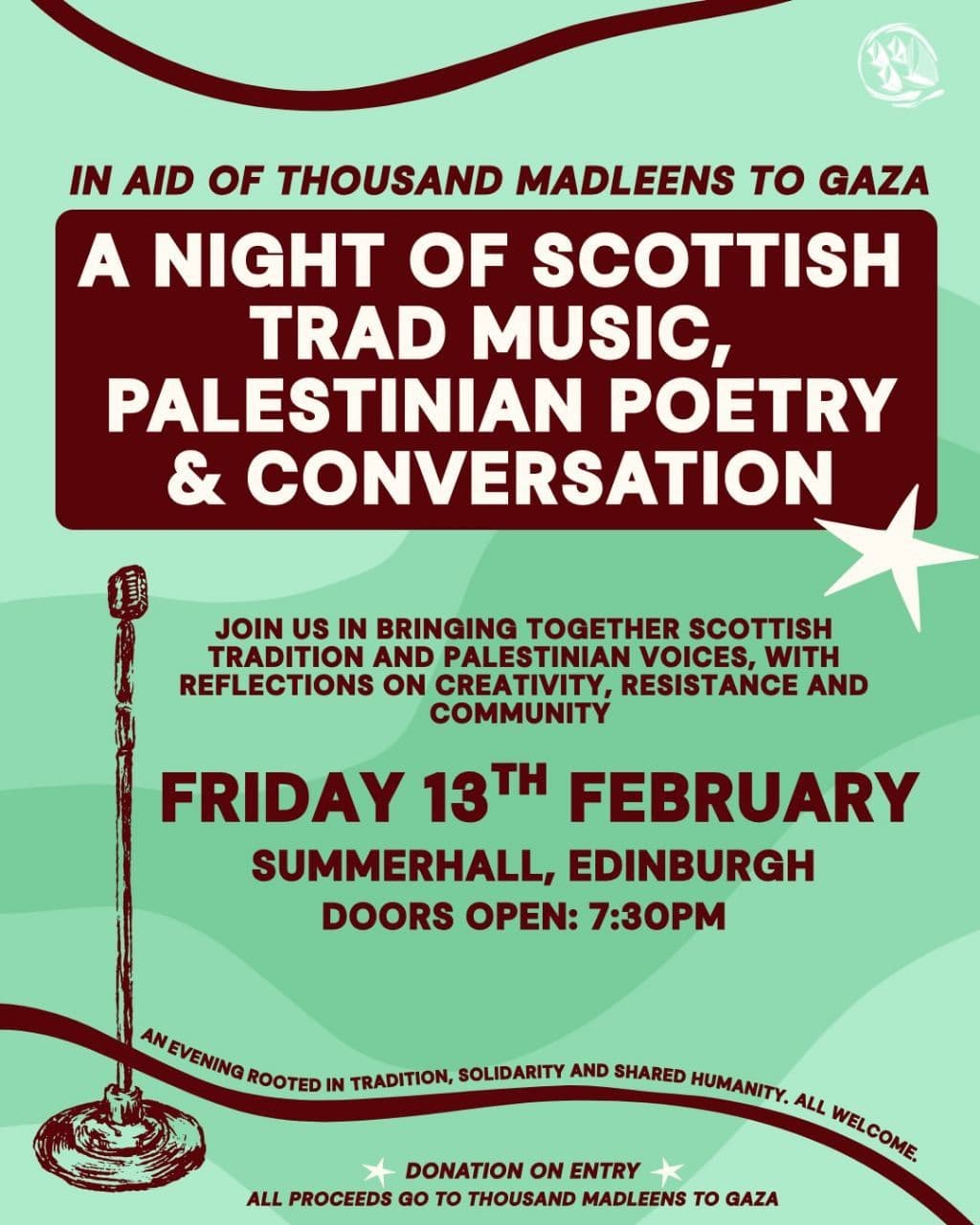 A NIGHT OF SCOTTISH TRAD MUSIC, PALESTINIAN POETRY & CONVERSATION