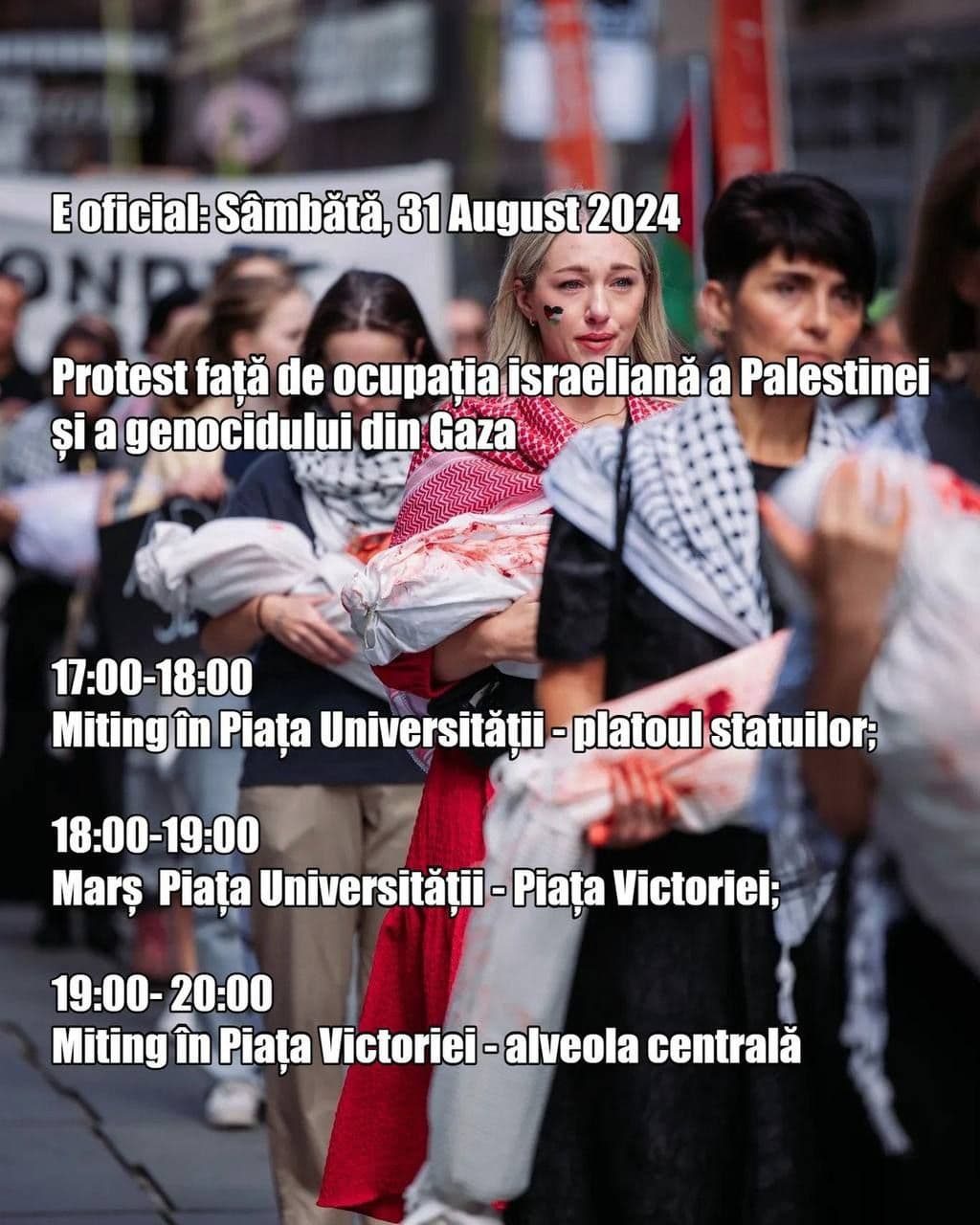 Protest façă de ocupatia isracliană a Palestinei si a genocidulur din Gaza