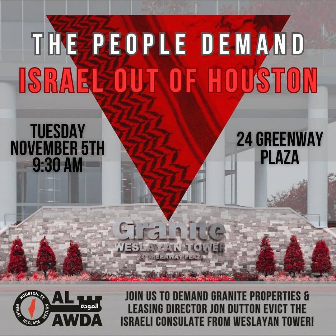 THE PEOPLE DEMAND ISRAEL OUT OF HOUSTON