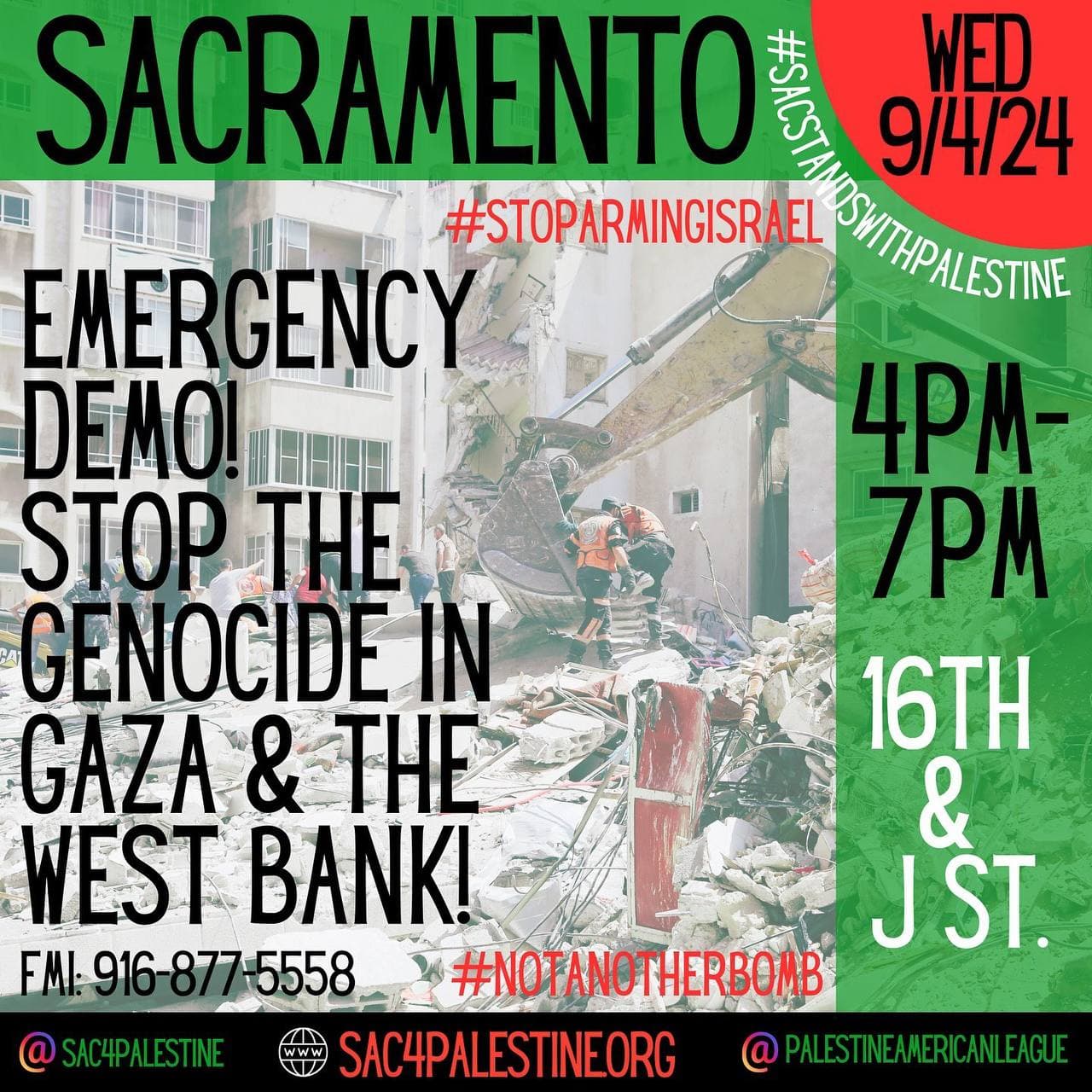 EMERGENCY DEMO! STOP THE GENOCIDE IN GAZA & THE WEST BANK!