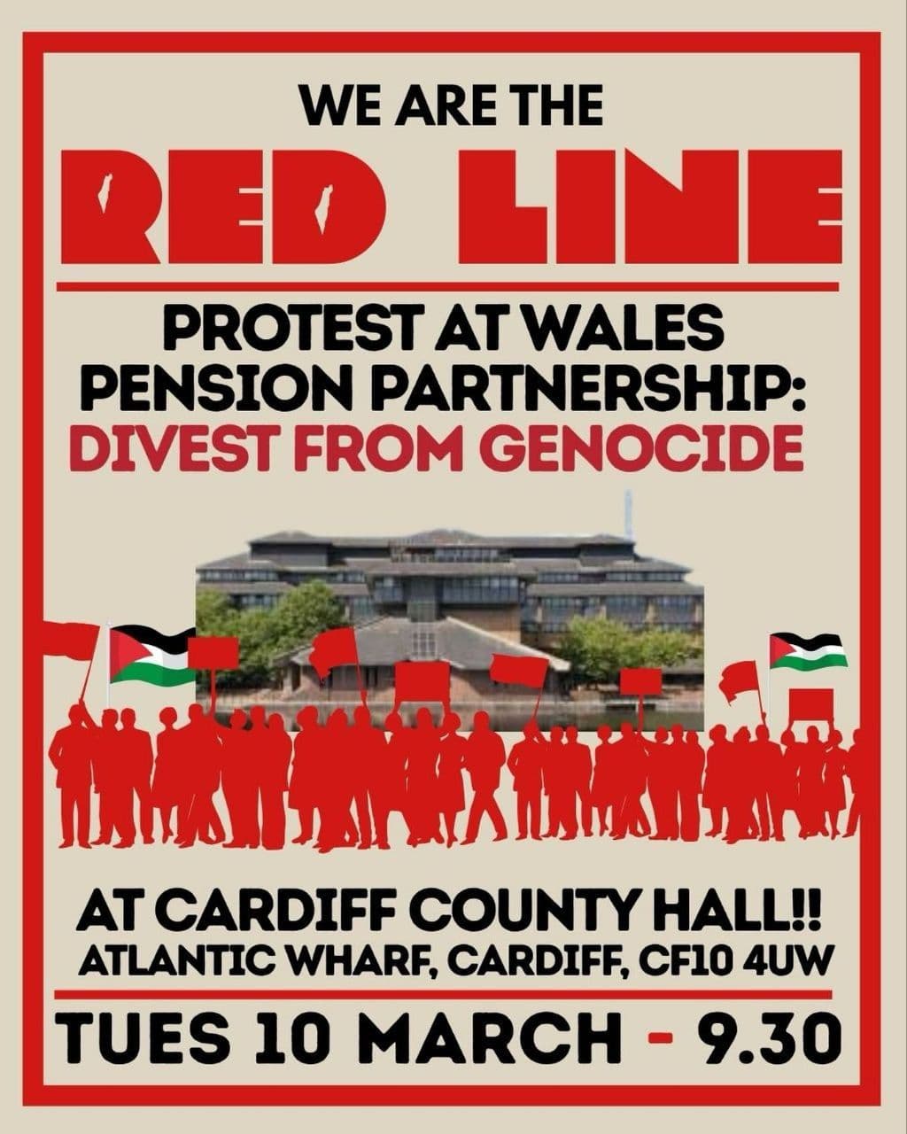 PROTEST AT WALES PENSION PARTNERSHIP: DIVEST FROM GENOCIDE